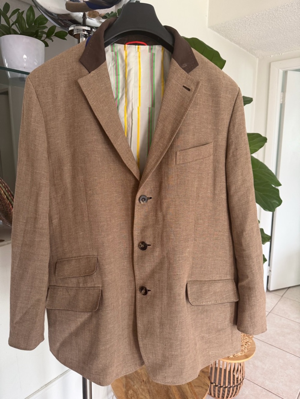 Habsburg Kleider Made in Austria Men's Tan Sport Blazer with Contrast Collar